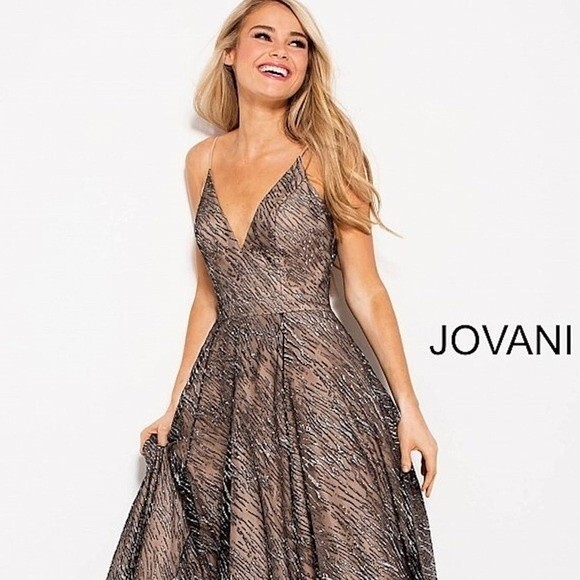 Jovani Silver Glitter Embellished Nude Gown 4 - Picture 16 of 16